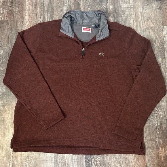 Wrangler 1/4 Zip Mens Fleece Rust Brown Large - Picture 1 of 4